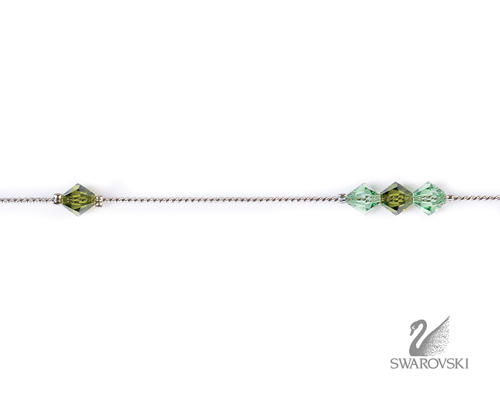 ΑΛΥΣΙΔΑ SWAROVSKI 14 ΠΕΤΡΕΣ ΠΡΑΣΙΝΟ-ΛΑΔΙ (κωδ.7021861) - Image 2